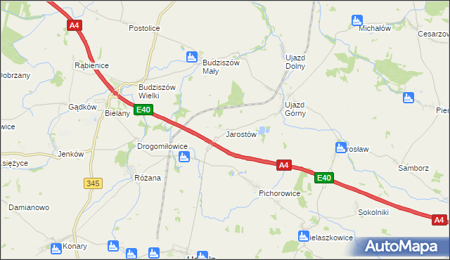 mapa Jarostów, Jarostów na mapie Targeo