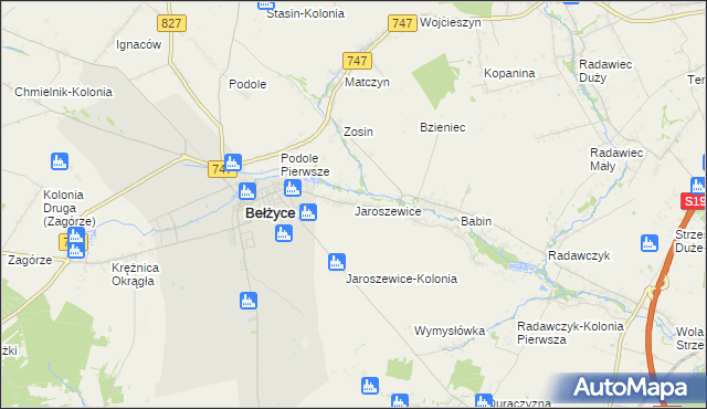 mapa Jaroszewice, Jaroszewice na mapie Targeo