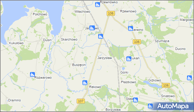 mapa Jarzysław gmina Kamień Pomorski, Jarzysław gmina Kamień Pomorski na mapie Targeo