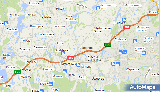 mapa Jasienica powiat bielski, Jasienica powiat bielski na mapie Targeo