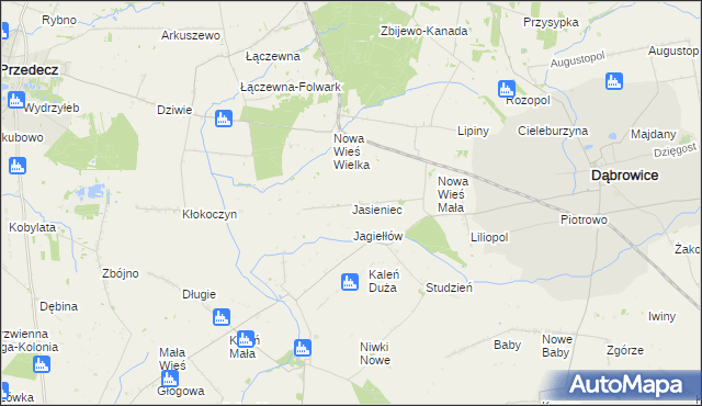 mapa Jasieniec gmina Przedecz, Jasieniec gmina Przedecz na mapie Targeo