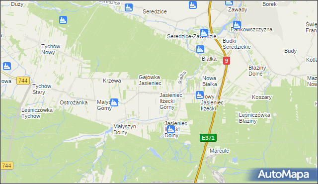 mapa Jasieniec Iłżecki Górny, Jasieniec Iłżecki Górny na mapie Targeo
