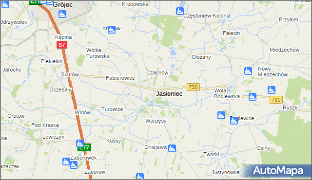 mapa Jasieniec powiat grójecki, Jasieniec powiat grójecki na mapie Targeo