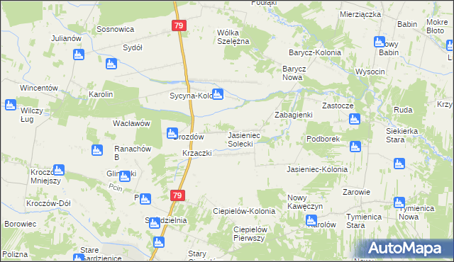 mapa Jasieniec Solecki, Jasieniec Solecki na mapie Targeo