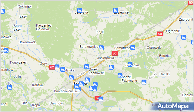 mapa Jasiorówka, Jasiorówka na mapie Targeo