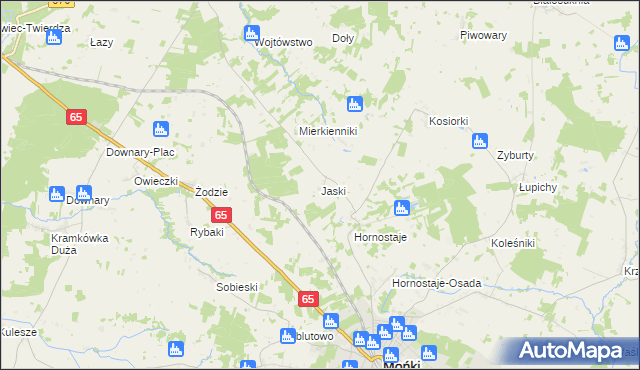 mapa Jaski gmina Mońki, Jaski gmina Mońki na mapie Targeo