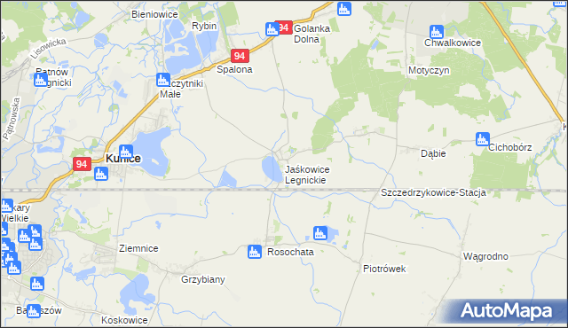 mapa Jaśkowice Legnickie, Jaśkowice Legnickie na mapie Targeo