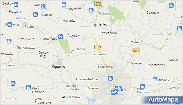 mapa Jastrzębia gmina Oporów, Jastrzębia gmina Oporów na mapie Targeo