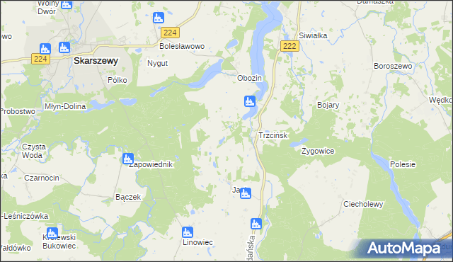 mapa Jastrzębie Skarszewskie, Jastrzębie Skarszewskie na mapie Targeo