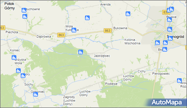 mapa Jastrzębiec gmina Kuryłówka, Jastrzębiec gmina Kuryłówka na mapie Targeo