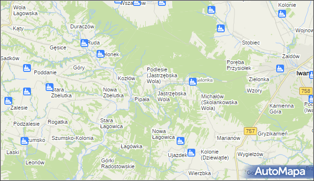 mapa Jastrzębska Wola, Jastrzębska Wola na mapie Targeo