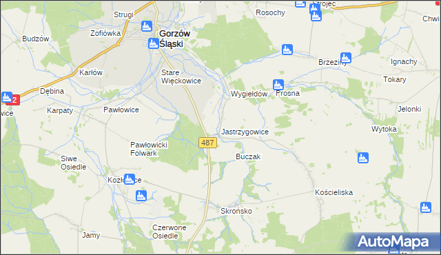 mapa Jastrzygowice, Jastrzygowice na mapie Targeo
