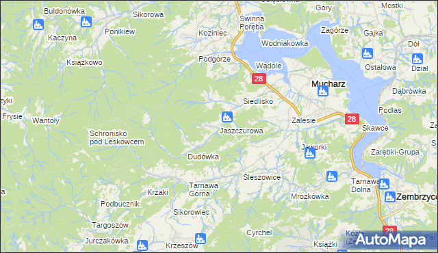 mapa Jaszczurowa gmina Mucharz, Jaszczurowa gmina Mucharz na mapie Targeo