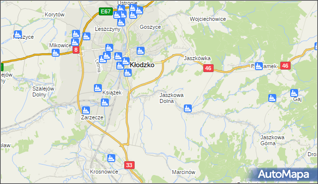 mapa Jaszkowa Dolna, Jaszkowa Dolna na mapie Targeo