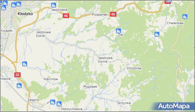 mapa Jaszkowa Górna, Jaszkowa Górna na mapie Targeo