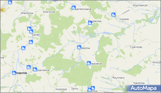 mapa Jaszów, Jaszów na mapie Targeo