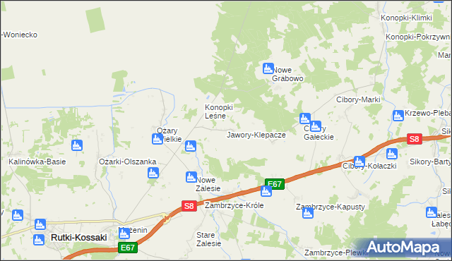 mapa Jawory-Klepacze, Jawory-Klepacze na mapie Targeo