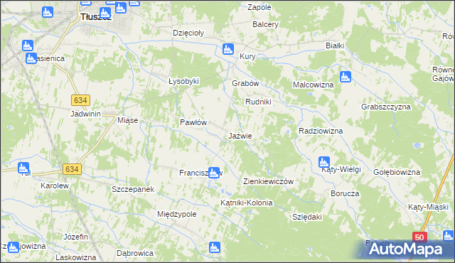 mapa Jaźwie, Jaźwie na mapie Targeo