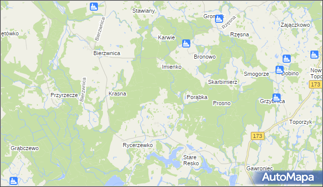 mapa Jaźwiny gmina Połczyn-Zdrój, Jaźwiny gmina Połczyn-Zdrój na mapie Targeo