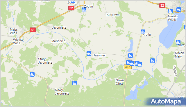 mapa Jażyniec, Jażyniec na mapie Targeo