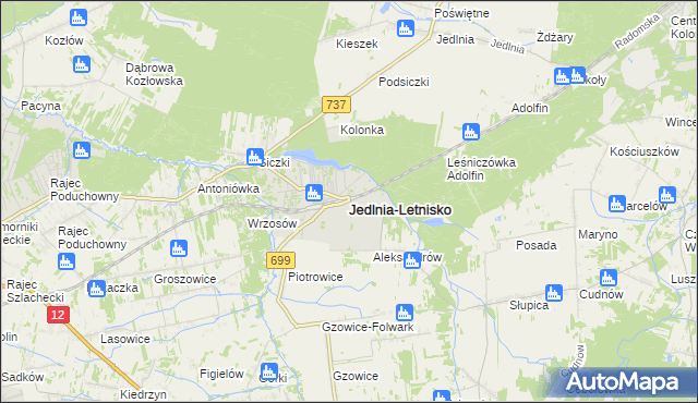 mapa Jedlnia-Letnisko, Jedlnia-Letnisko na mapie Targeo