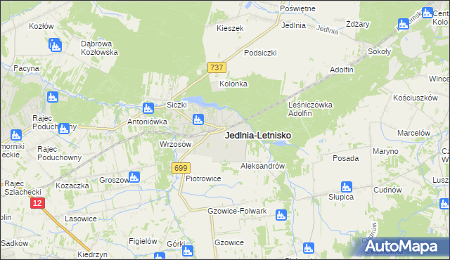 mapa Jedlnia-Letnisko, Jedlnia-Letnisko na mapie Targeo