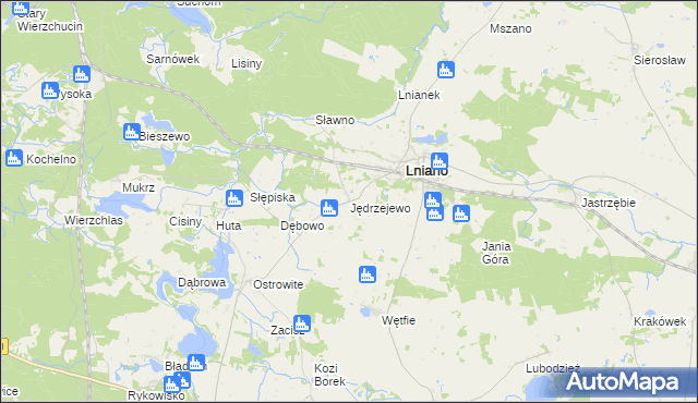mapa Jędrzejewo gmina Lniano, Jędrzejewo gmina Lniano na mapie Targeo