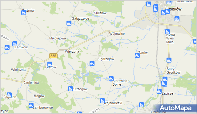 mapa Jędrzejów gmina Grodków, Jędrzejów gmina Grodków na mapie Targeo