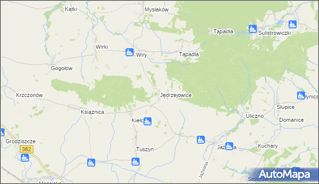 mapa Jędrzejowice gmina Dzierżoniów, Jędrzejowice gmina Dzierżoniów na mapie Targeo