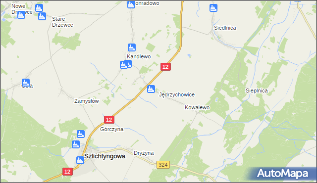 mapa Jędrzychowice gmina Szlichtyngowa, Jędrzychowice gmina Szlichtyngowa na mapie Targeo