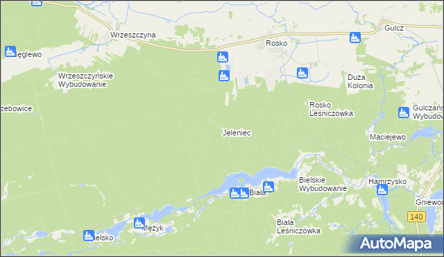 mapa Jeleniec gmina Wieleń, Jeleniec gmina Wieleń na mapie Targeo