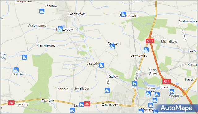 mapa Jelitów gmina Raszków, Jelitów gmina Raszków na mapie Targeo