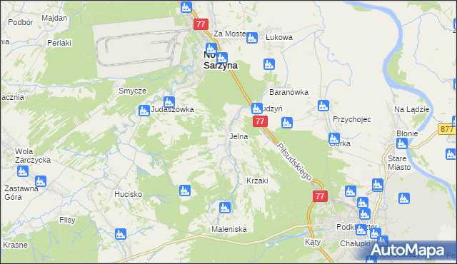 mapa Jelna gmina Nowa Sarzyna, Jelna gmina Nowa Sarzyna na mapie Targeo