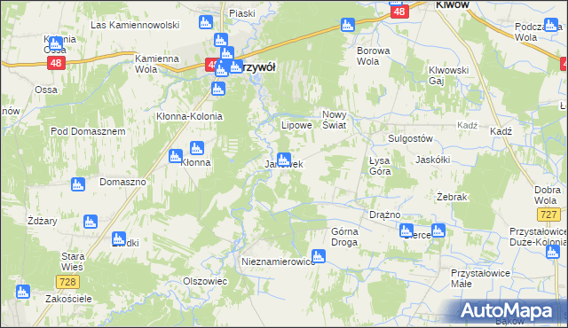 mapa Jelonek gmina Odrzywół, Jelonek gmina Odrzywół na mapie Targeo