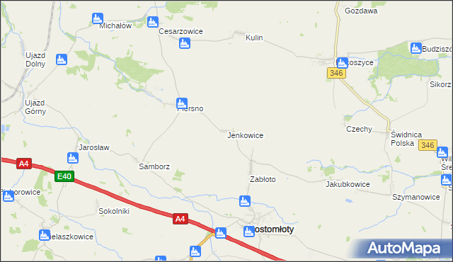 mapa Jenkowice gmina Kostomłoty, Jenkowice gmina Kostomłoty na mapie Targeo