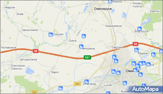 mapa Jenkowice gmina Oleśnica, Jenkowice gmina Oleśnica na mapie Targeo