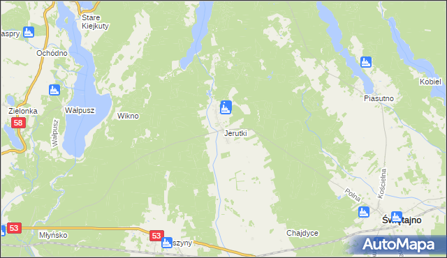 mapa Jerutki, Jerutki na mapie Targeo