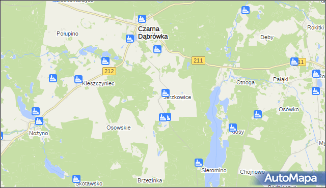 mapa Jerzkowice, Jerzkowice na mapie Targeo