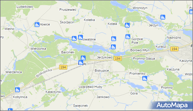 mapa Jerzykowo gmina Pobiedziska, Jerzykowo gmina Pobiedziska na mapie Targeo