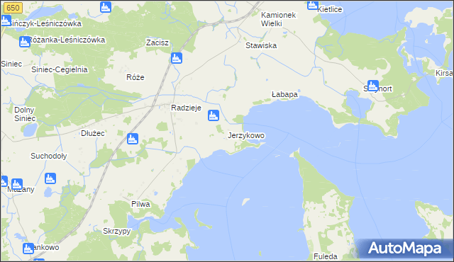 mapa Jerzykowo gmina Węgorzewo, Jerzykowo gmina Węgorzewo na mapie Targeo