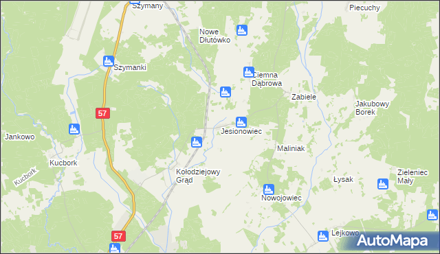 mapa Jesionowiec, Jesionowiec na mapie Targeo