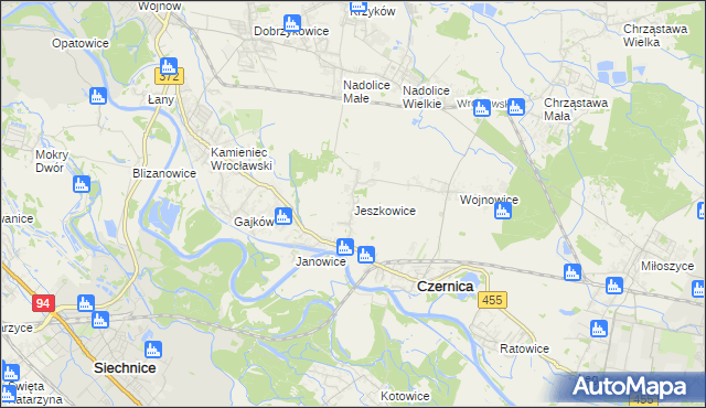 mapa Jeszkowice, Jeszkowice na mapie Targeo