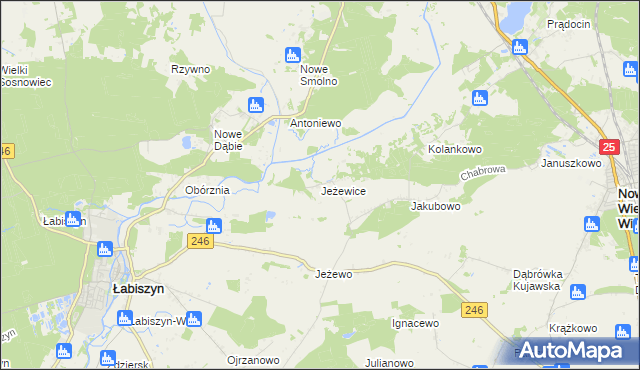 mapa Jeżewice gmina Łabiszyn, Jeżewice gmina Łabiszyn na mapie Targeo