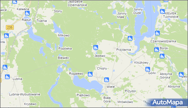 mapa Jeżewo gmina Karsin, Jeżewo gmina Karsin na mapie Targeo