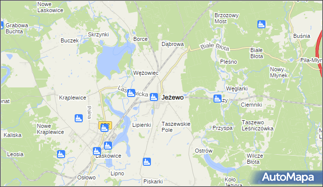 mapa Jeżewo powiat świecki, Jeżewo powiat świecki na mapie Targeo