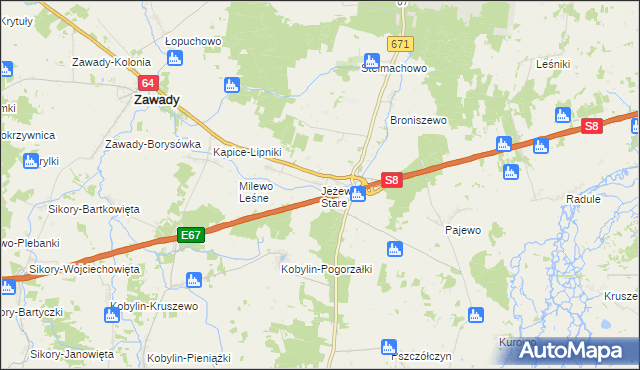 mapa Jeżewo Stare, Jeżewo Stare na mapie Targeo