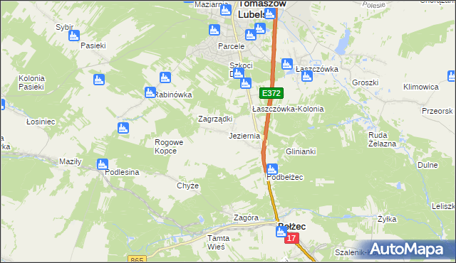 mapa Jeziernia, Jeziernia na mapie Targeo