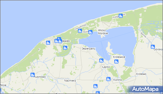 mapa Jezierzany gmina Postomino, Jezierzany gmina Postomino na mapie Targeo