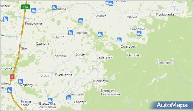 mapa Jezierzysk, Jezierzysk na mapie Targeo