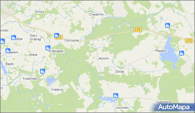 mapa Jeziorki gmina Barwice, Jeziorki gmina Barwice na mapie Targeo